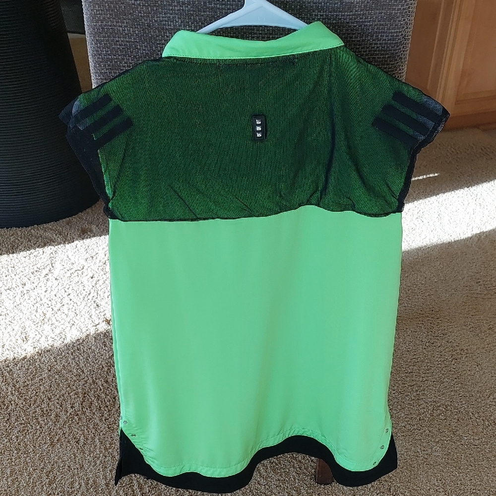Jamie Sadock Women's Neon Green and Black Golf Polo - Picture 4 of 6
